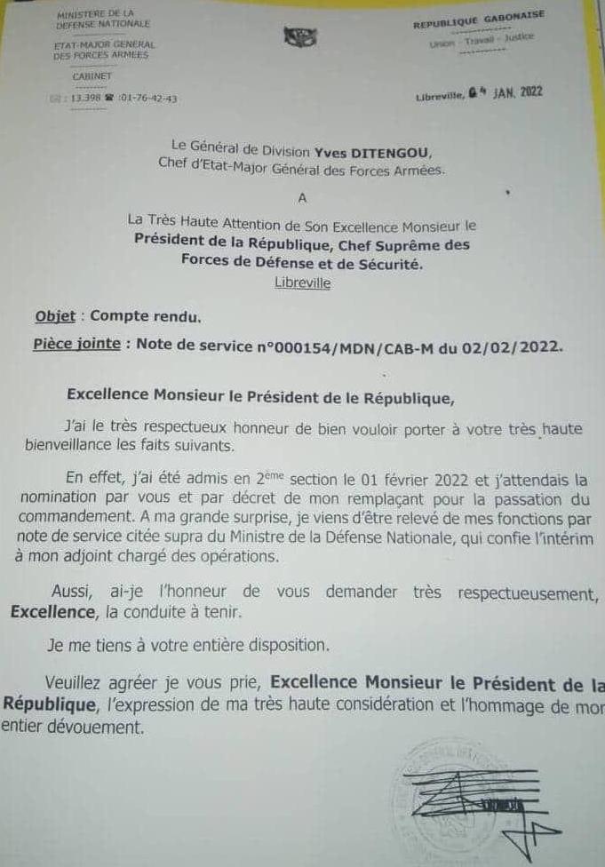 Gabon Ministère de la Défense Nationale Imbroglio autour du maintient